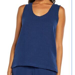 Three Dots Blue Relaxed Sleeveless Tank Top